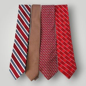 Tommy Hilfiger Silk Tie‎ Bundle Red & Blue Preppy Power Ties Classic Retro